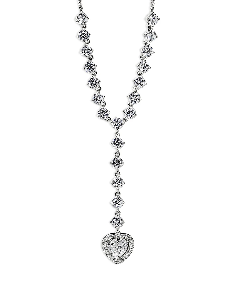 Nadri Le Bisou Cubic Zirconia Heart Halo Lariat Necklace, 16-18
