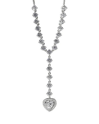 Nadri Le Bisou Cubic Zirconia Heart Halo Lariat Necklace, 16-18