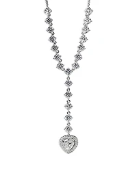 Nadri Le Bisou Cubic Zirconia Heart Halo Lariat Necklace, 16-18