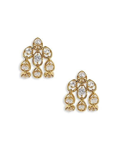 Nadri It Girl Cubic Zirconia Triple Row J Hoop Earrings