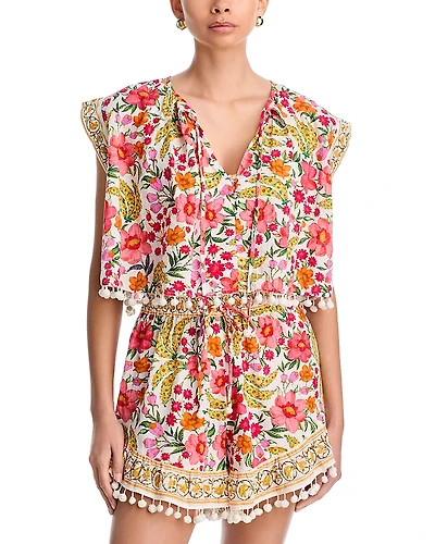 Farm Rio Banana Flowers Tie Neck Top