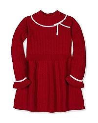 Hope & Henry Girls' Organic Mock Neck Ruffle Cuff Cable Sweater Dress - Baby, Little Kid, Big Kid