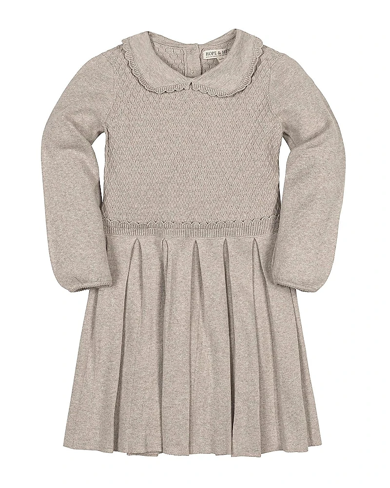 Hope & Henry Girls' Organic Peter Pan Collar Scallop Trim Sweater Dress - Little Kid, Big Kid