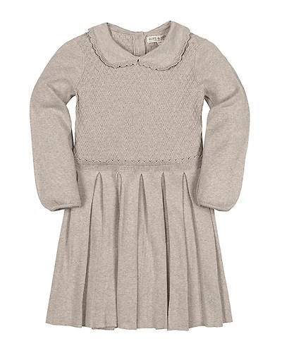 Hope & Henry Girls' Organic Peter Pan Collar Scallop Trim Sweater Dress - Little Kid, Big Kid