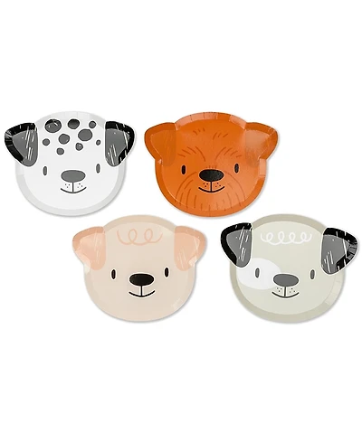 Jollity & Co. Bow Wow Puppy Dog Birthday Large Paper Plates, Set of 8, 2 of Each Style Per Pack
