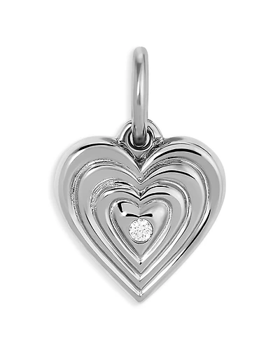 Adina Reyter Sterling Silver Diamond Groovy Heart Locket Hinged Charm Pendant