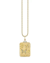 Sydney Evan 14K Yellow Gold Diamond Butterfly Tarot Card Pendant Necklace, 16