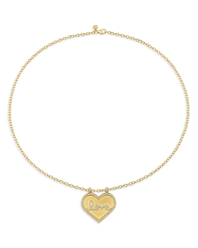 Sydney Evan 14K Yellow Gold Diamond Love Heart Pendant Necklace, 16-18