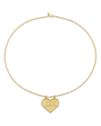 Sydney Evan 14K Yellow Gold Diamond Love Heart Pendant Necklace, 16-18