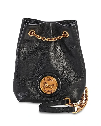 Chloe Horse Medal Mini Leather Bucket Bag