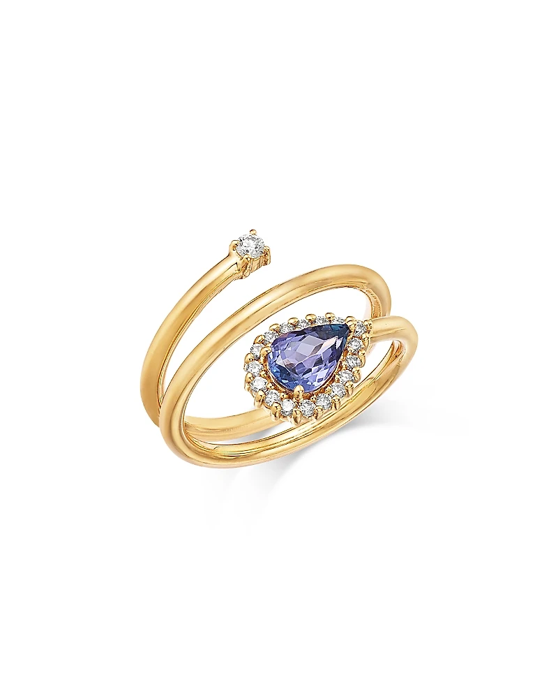 Bloomingdale's Fine Collection Tanzanite & Diamond Halo Bypass Ring