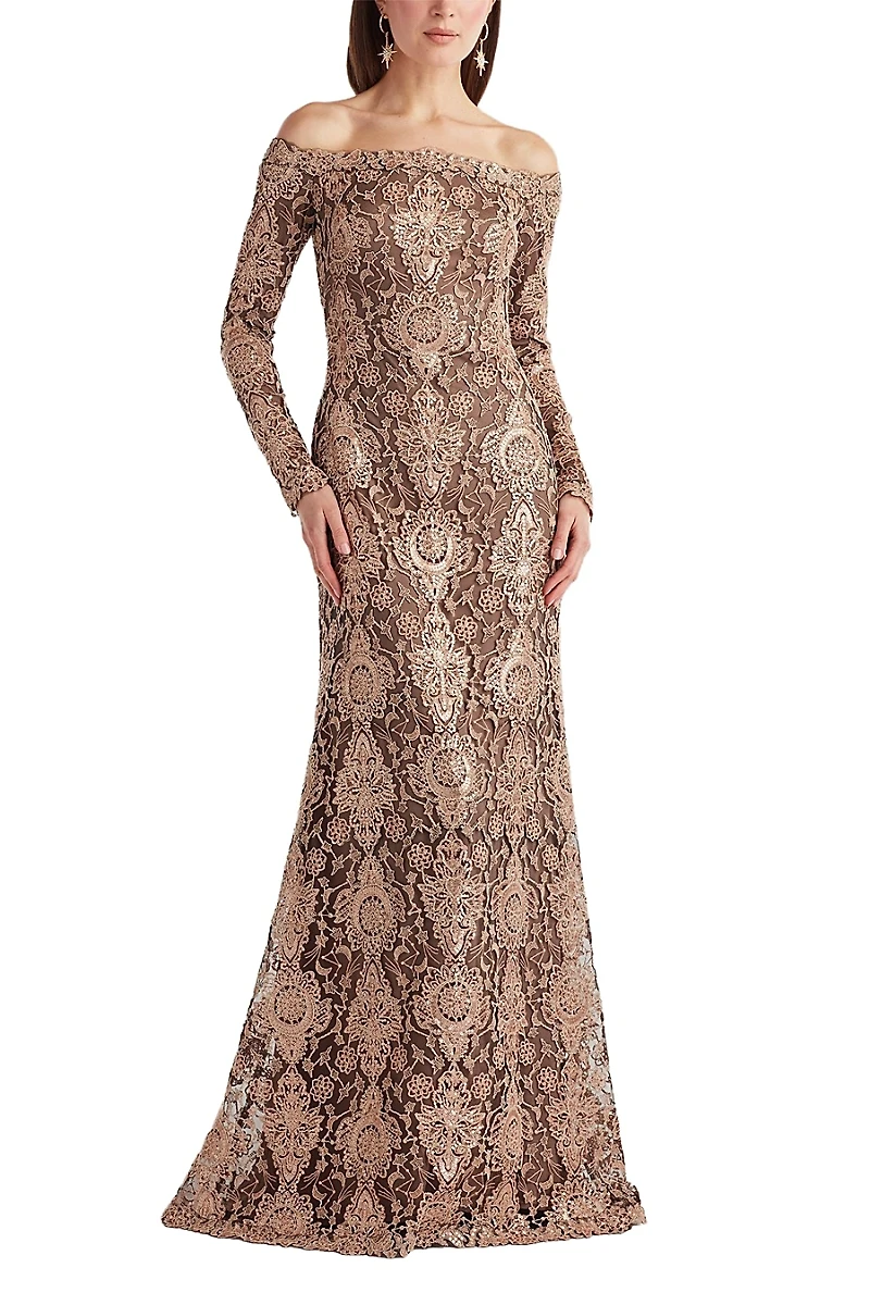 Tadashi Shoji Elisara Sequin Embroidered Gown