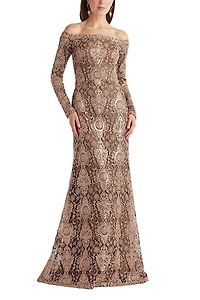 Tadashi Shoji Elisara Sequin Embroidered Gown