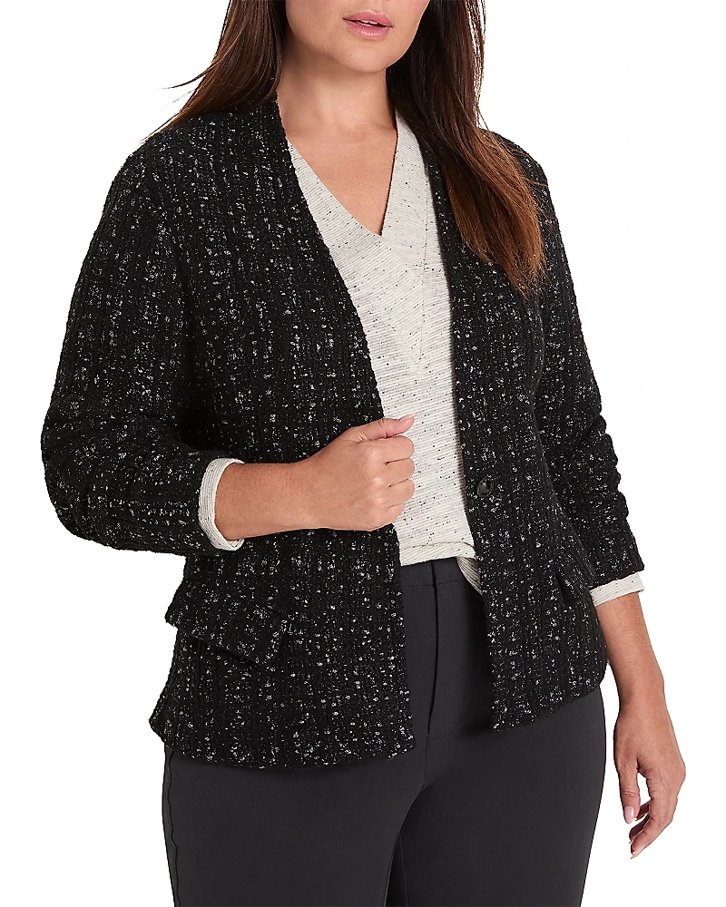 Nic+Zoe Plus Metallic Grid Knit Jacket