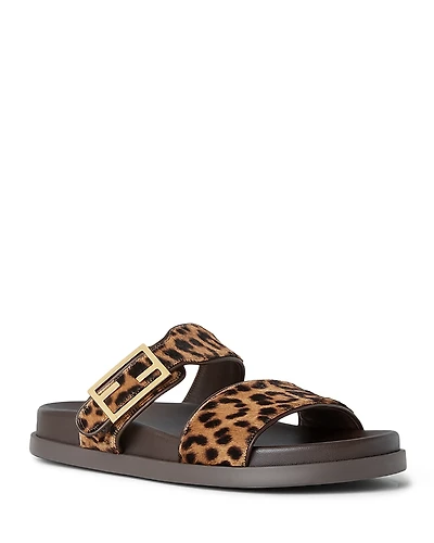 Fendi Women's Feel Printed Cavallino Calfskin Slides