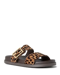 Fendi Women's Feel Printed Cavallino Calfskin Slides