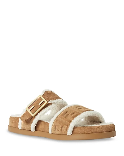 Fendi Women's Feels Shearling Lined Slides