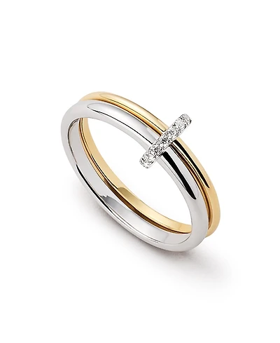 Ana Luisa Solid Gold Two Tone Lab Grown Diamond Link Ring