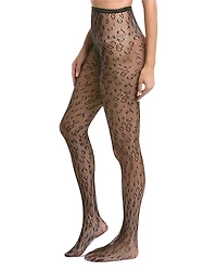 High Heel Jungle Leopard Print Fishnet Tights