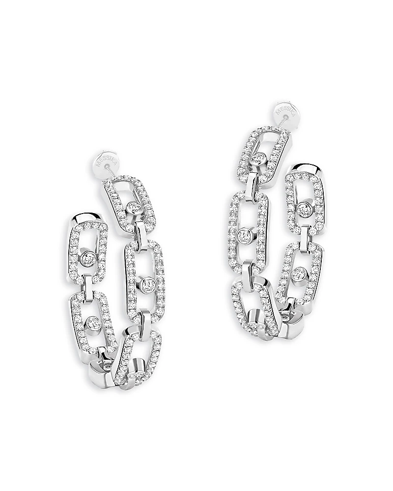 Messika 18K White Gold Move Link Diamond Small Hoop Earrings