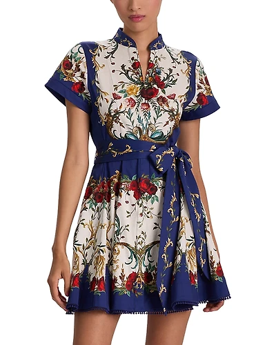 Alice and Olivia Lucy Short Sleeve Mini Shirtdress