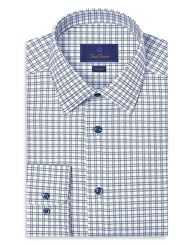 David Donahue Trim Fit Twill Windowpane Check Dress Shirt