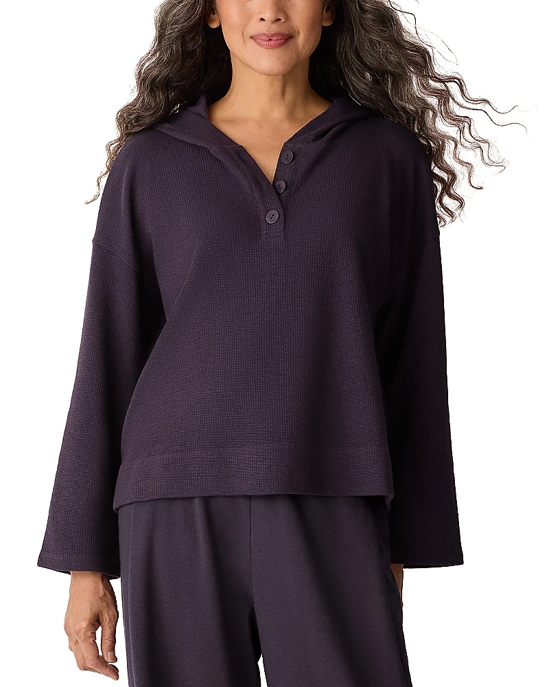 Eileen Fisher Waffle Double Knit Hooded Top