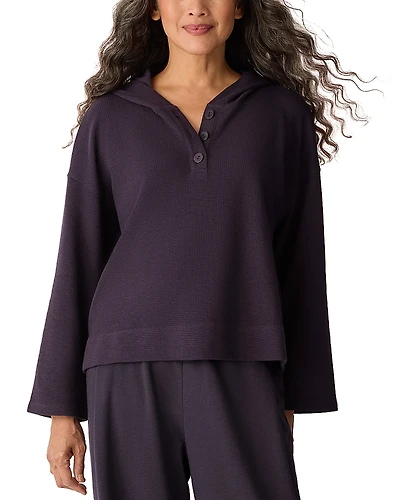 Eileen Fisher Waffle Double Knit Hooded Top