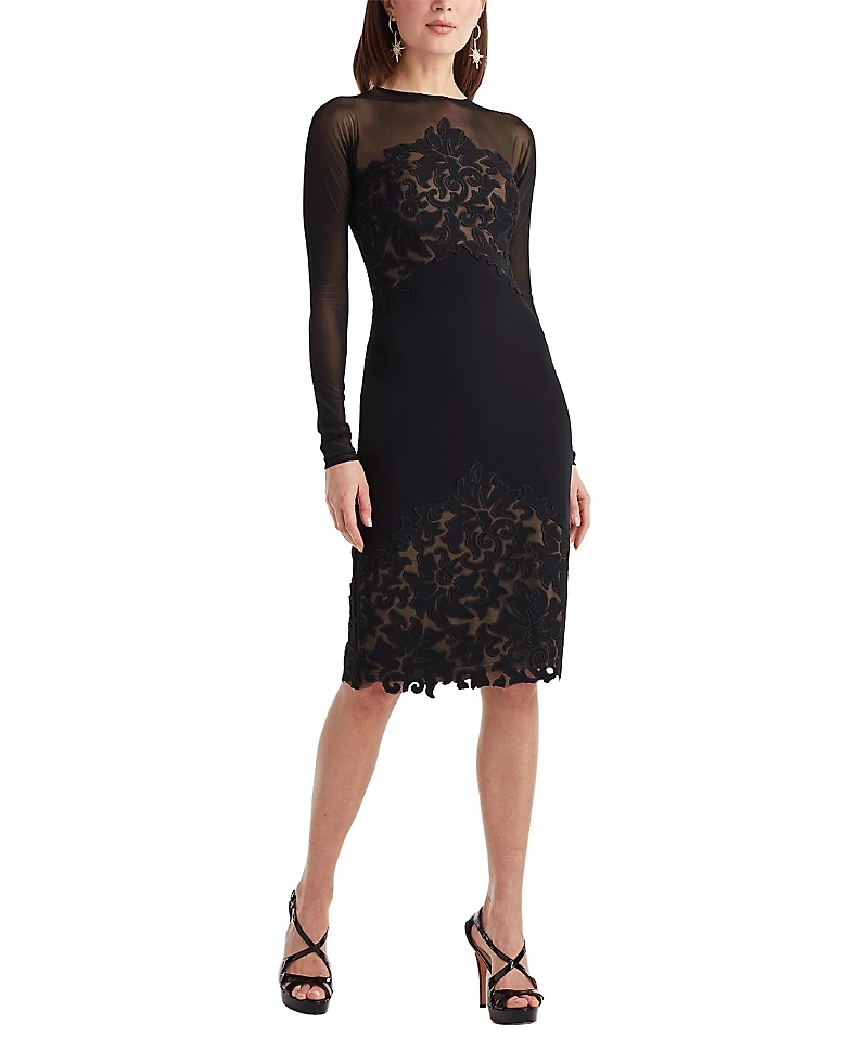 Tadashi Shoji Calia Laser-Cut Crepe Dress