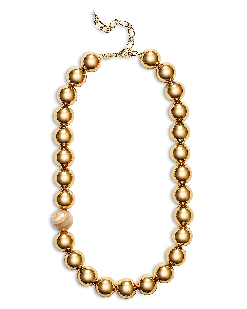 Anni Lu Hi Ho Gold Mother Of Pearl Beaded Necklace, 15.74-18.11
