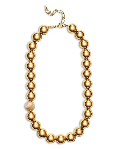 Anni Lu Hi Ho Gold Mother Of Pearl Beaded Necklace, 15.74-18.11