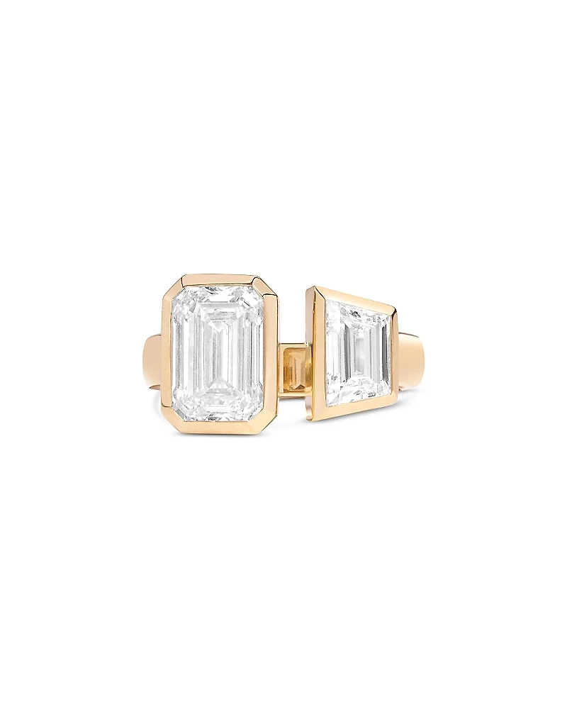Shahla Karimi from the Luxe Collection Certified Lab Grown Diamond Bezel Set Emerald & Trapezoid Gap Ring