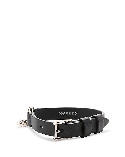McQueen Skull Ring Leather Bracelet