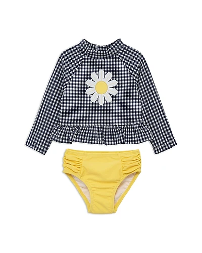 Little Me Girls' Gingham Daisy Rash Guard and Swim Bottom Set - Baby