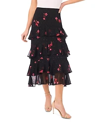 CeCe Tiered Ruffle Flounce Midi Skirt
