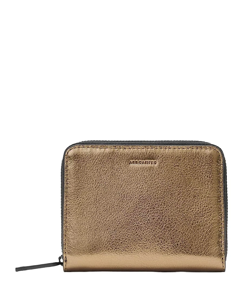 Allsaints Lena Hex Metallic Leather Zip Wallet