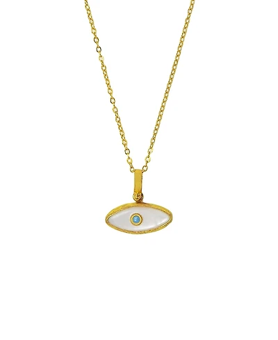 Ottoman Hands Aretha Mother Of Pearl Eye Pendant Necklace