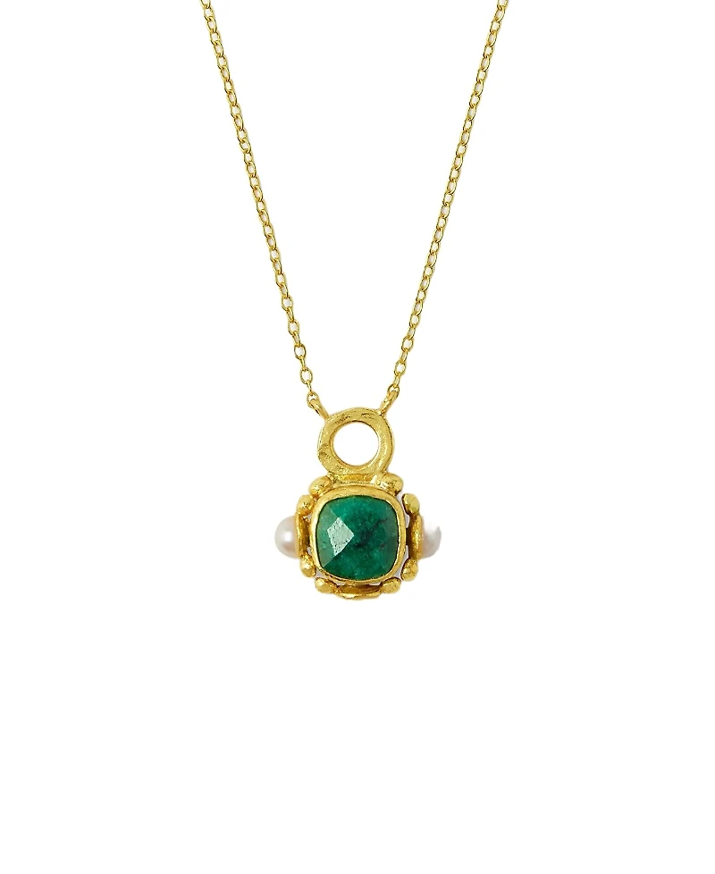 Ottoman Hands Esther Emerald And Pearl Pendant Necklace