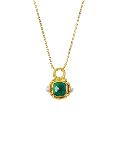 Ottoman Hands Esther Emerald And Pearl Pendant Necklace