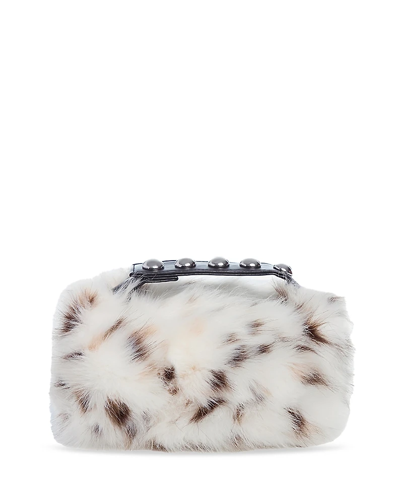 Apparis Marfa Snow Leopard Print Faux Fur Pochette