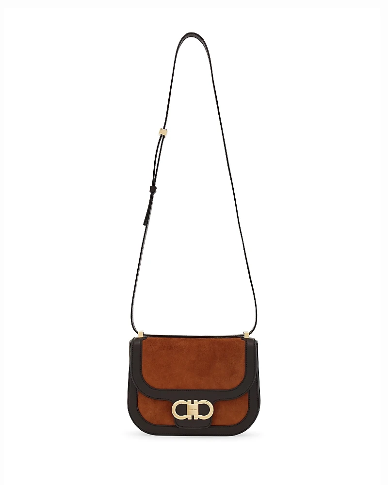 Ferragamo Double Gancini Mini Suede & Leather Crossbody