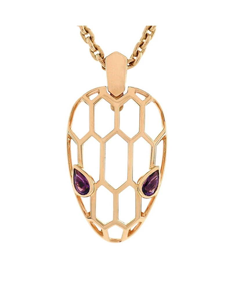 Pre-Owned Bvlgari Serpenti Seduttori Pendant Necklace 18K Rose Gold with Amethyst, 16.5 - 17.75"