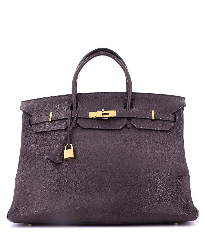 Pre-Owned HERMES Birkin 40 Handbag Brown Clemence with Gold Hardware
