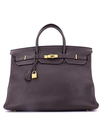 Pre-Owned HERMES Birkin 40 Handbag Brown Clemence with Gold Hardware