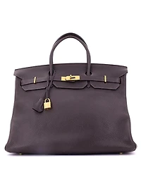 Pre-Owned HERMES Birkin 40 Handbag Brown Clemence with Gold Hardware