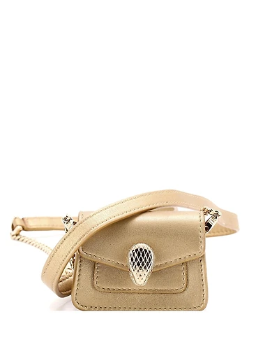 Pre-Owned Bvlgari Micro Serpenti Forever Shoulder Bag Metallic Leather