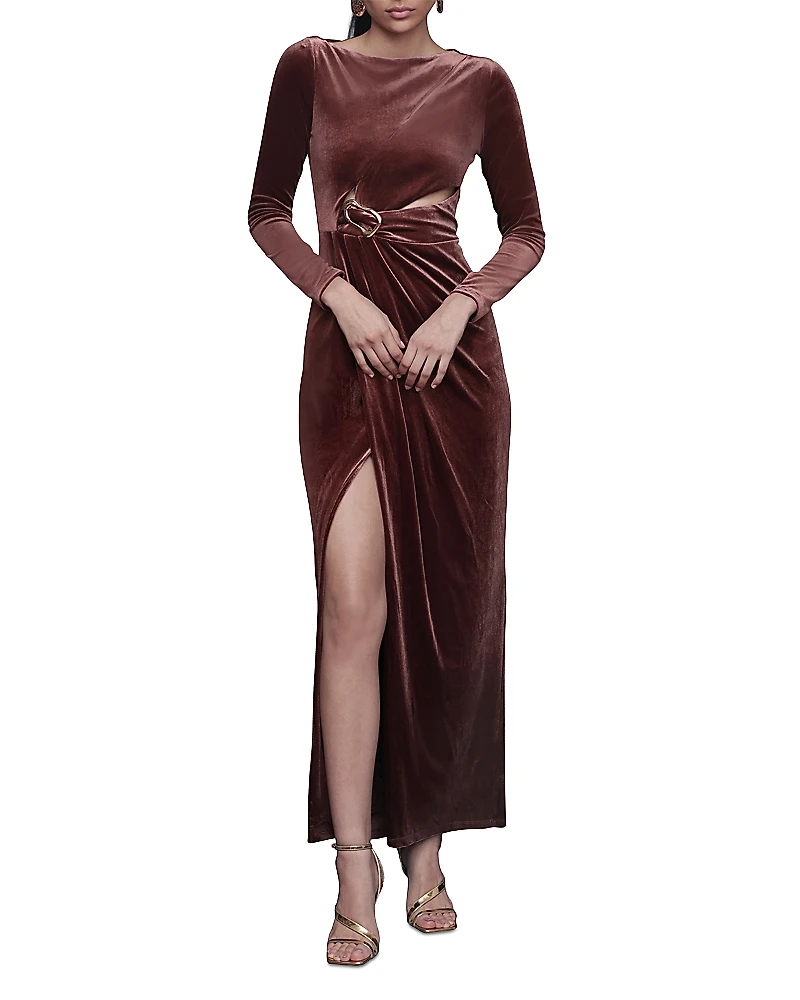Avec Les Filles Asymmetric Draped Maxi Dress