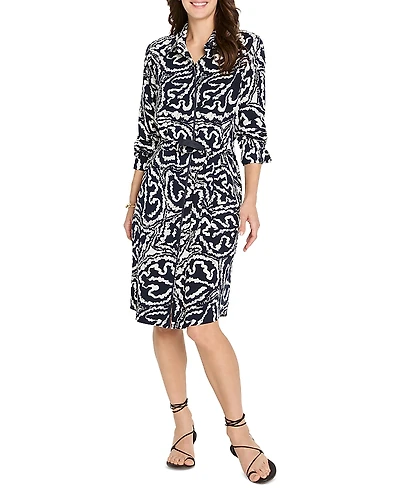 Nic+Zoe Indigo Leaf Double Crepe Eva Dress