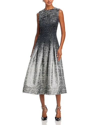 Oscar de la Renta Ombre Boucle Jacquard Dress