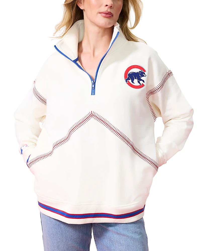 Terez Chicago Cubs Sugar Swizzle Baseball Stitch Sweatshirt